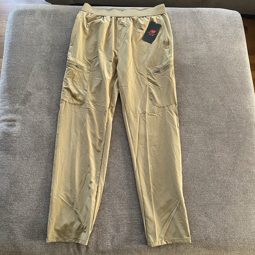 New Balance All Motion Lightweight Joggers Running Beige Zip Pants Men's Large